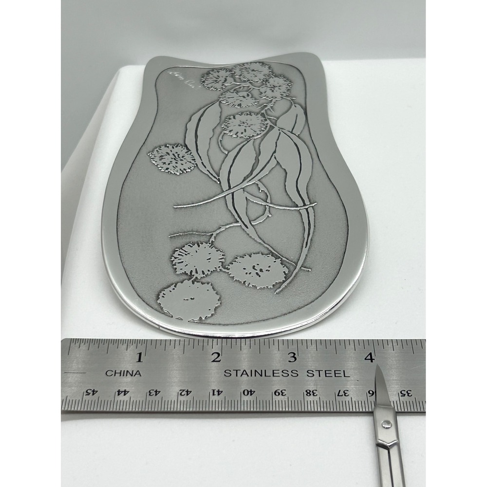 Don Sheil Australia Handcrafted Aluminum Eucalyptus Floral Tray Trinket Dish - Picture 2 of 15